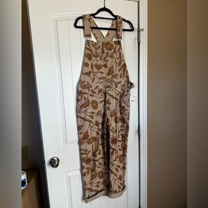 Free People: Floral Print Beige Cotton Overalls. We the free overalls